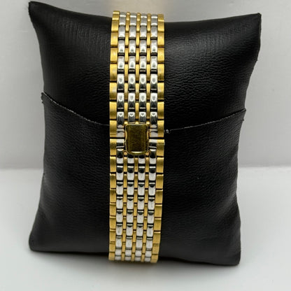 Jean Renet Carleton Watch Vintage Two Tone Bracelet Quartz Date Dial Swiss 33mm