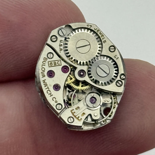 15.4mm Vintage Ladies Bulova 6BC Manual Wind Swiss Watch Movement PARTS REPAIR