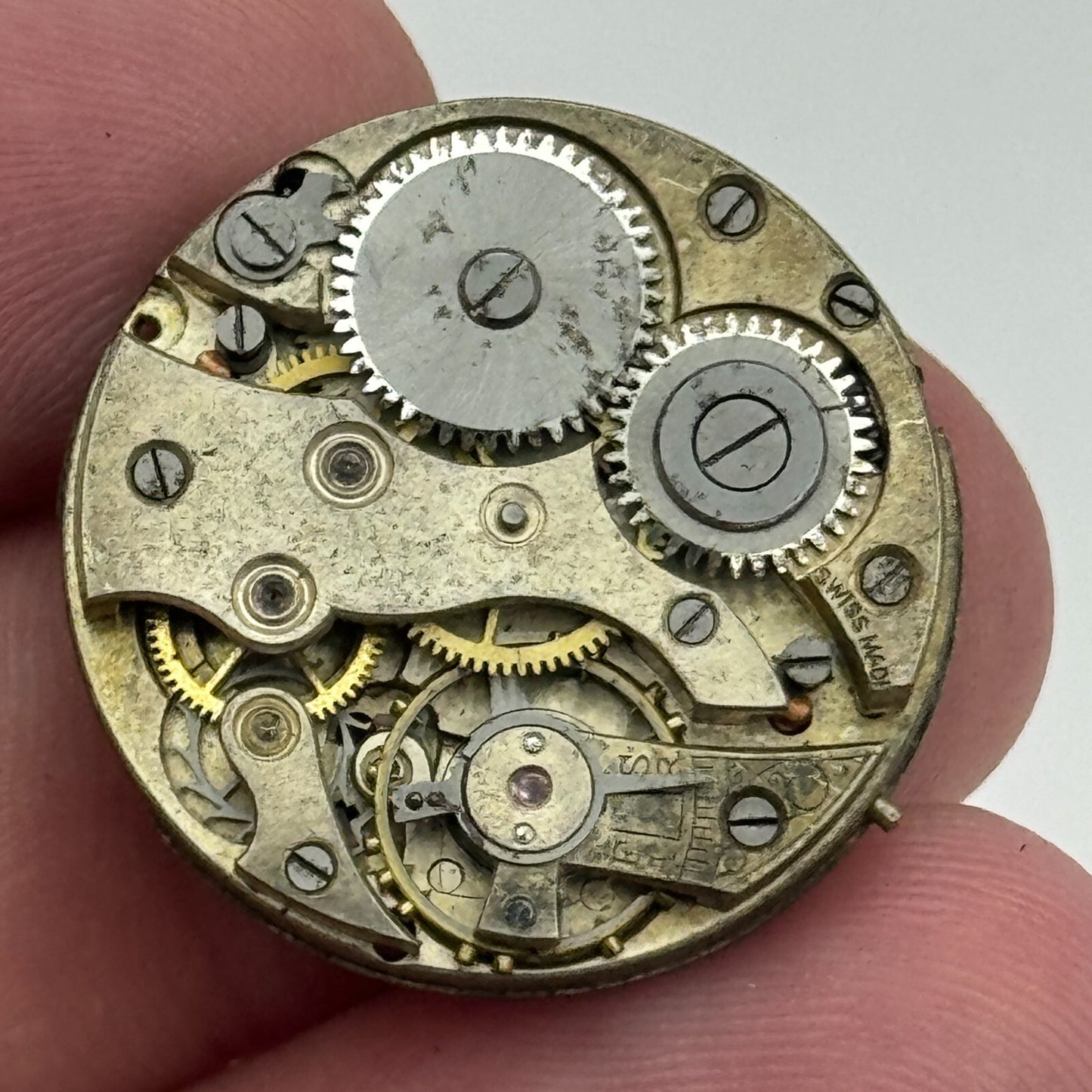 24.3mm Unidentified Roman Numerals Swiss Trench Watch Movement Manual Wind PARTS
