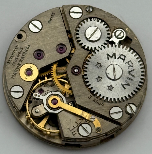 Marvin 17 Jewels Non Magnetic Watch Movement Manual Wind Vintage Parts 23.2mm