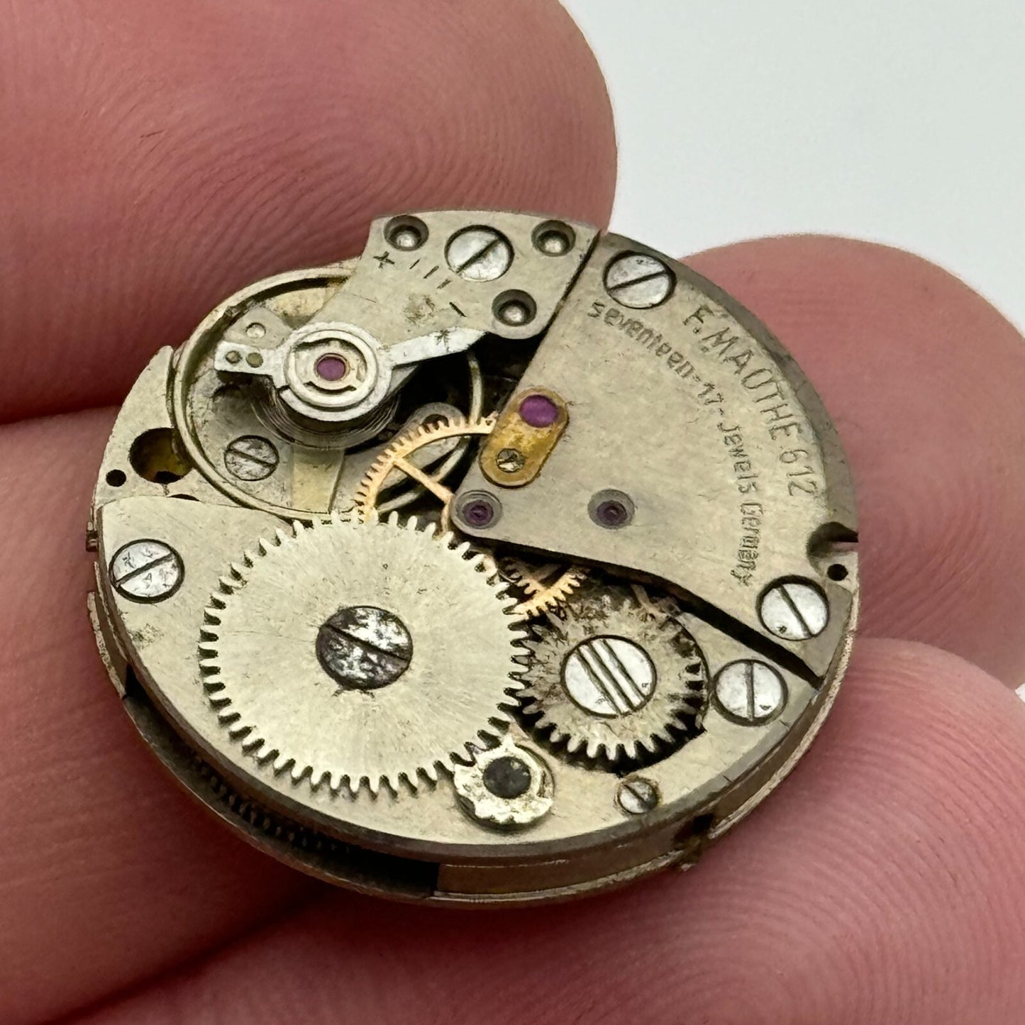 23.8mm F.Mauthe 612 German Manual Wind 17 Jewels Watch Movement Vintage PARTS