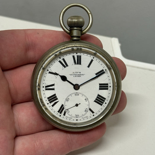 54mm Antique Kay’s Screwback Lever Open Face Quality Pocket Watch TO RESTORE
