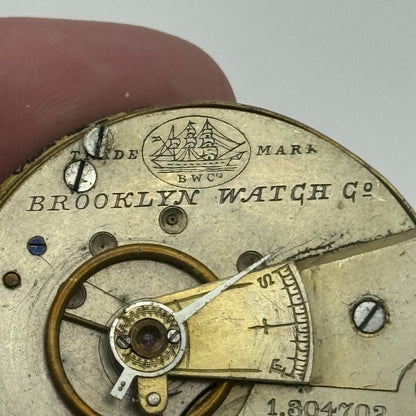 45.8mm Antique Brooklyn Watch Co BWC Key Wound Pocket Watch Movement PARTS