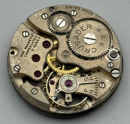 Crusader Compensated 15 Rubies Watch Movement Manual Wind Vintage Parts 23.9mm