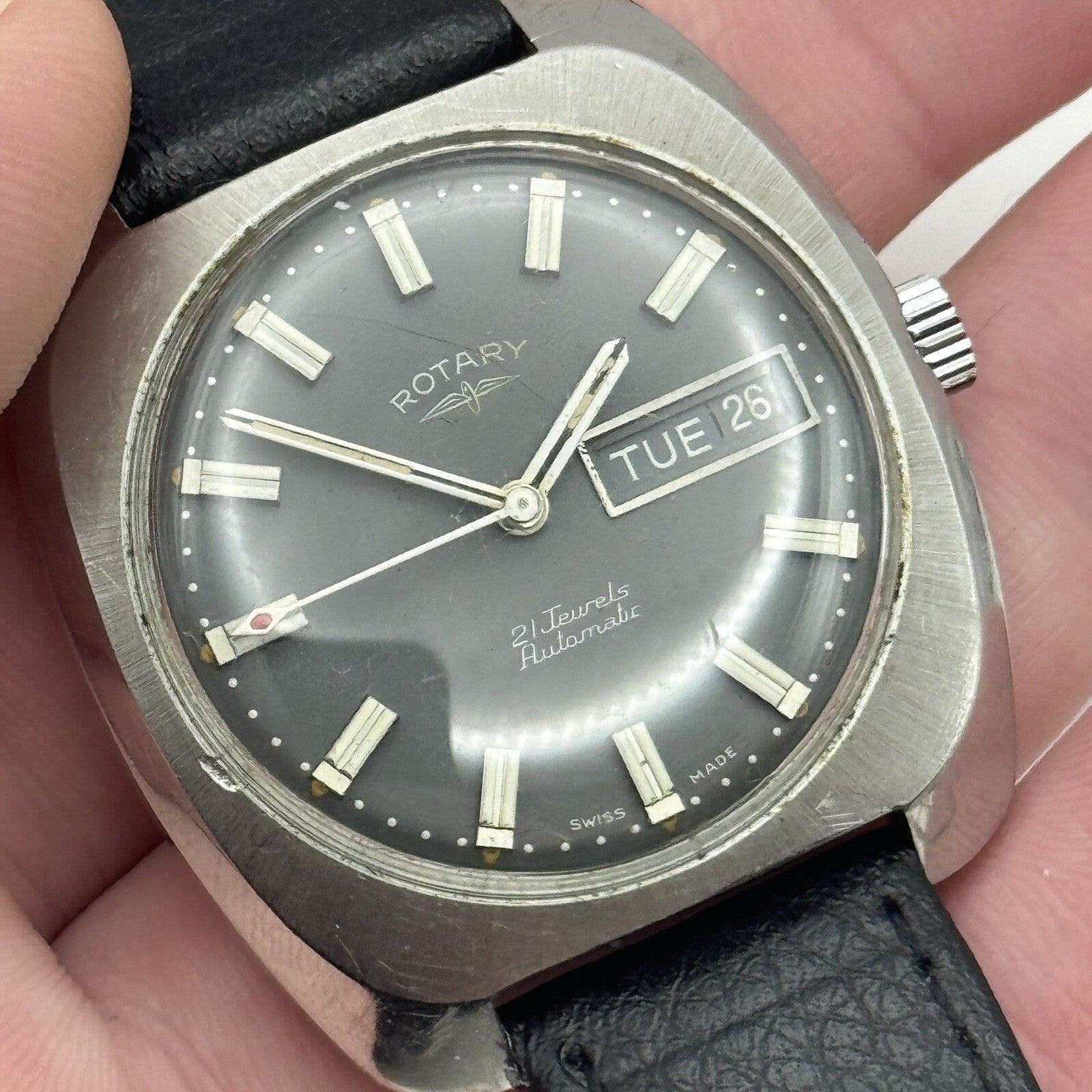 36mm Men’s Rotary Automatic AS 1916 Sweep Seconds Day Date Watch TO RESTORE