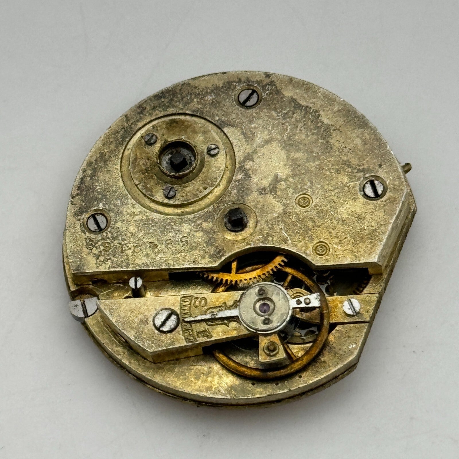 35.9mm Antique Interesting Key Wound Pocket Watch Movement PARTS REPAIR SPARES