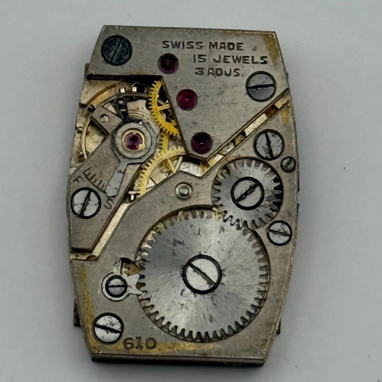 Marvin 610 Tank Tonneau 15 Jewels Watch Movement Manual Wind Parts Repair 17.8mm