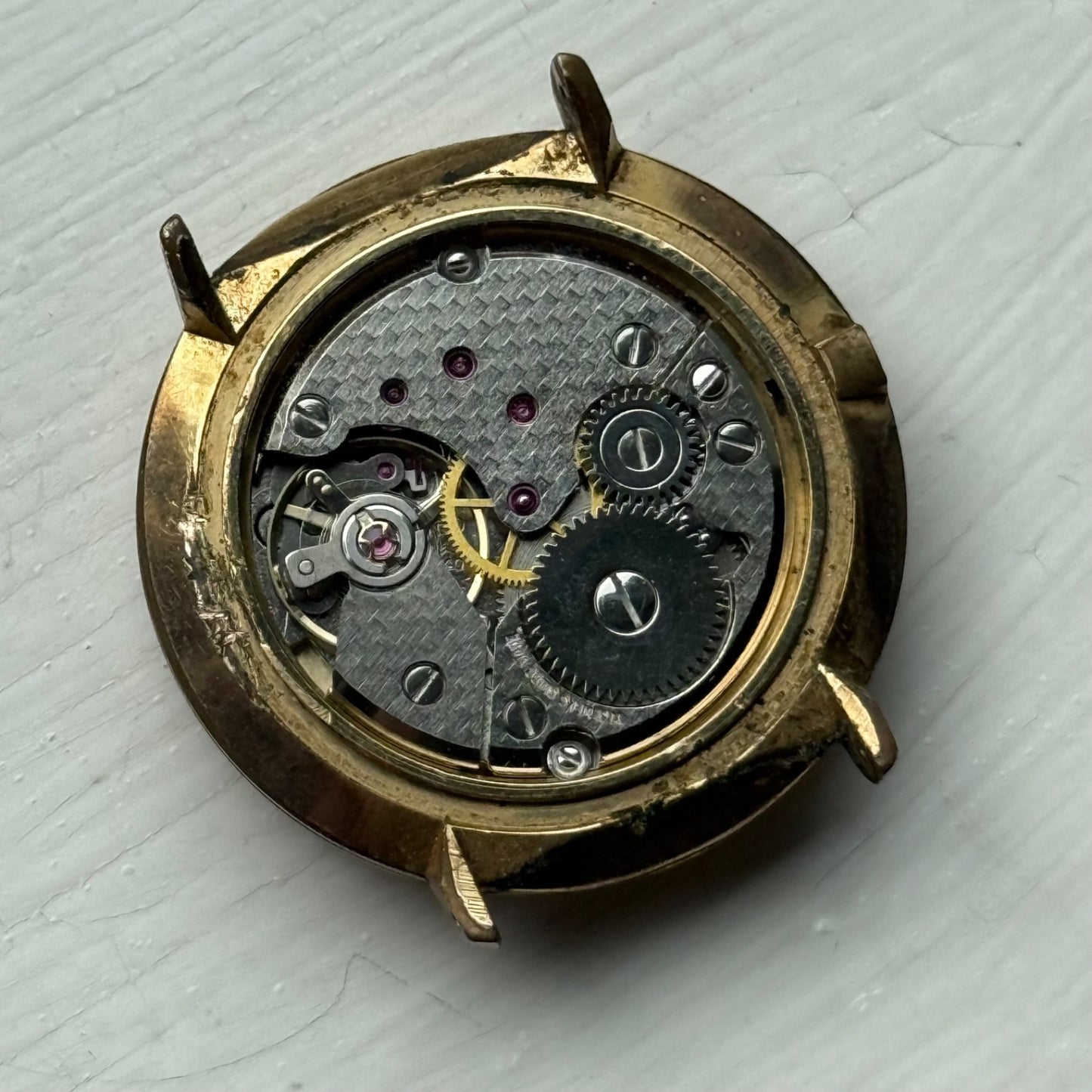 33mm Vintage Mystery Dial Peseux 7040 Balance Ok Manual Wind Watch PARTS REPAIR