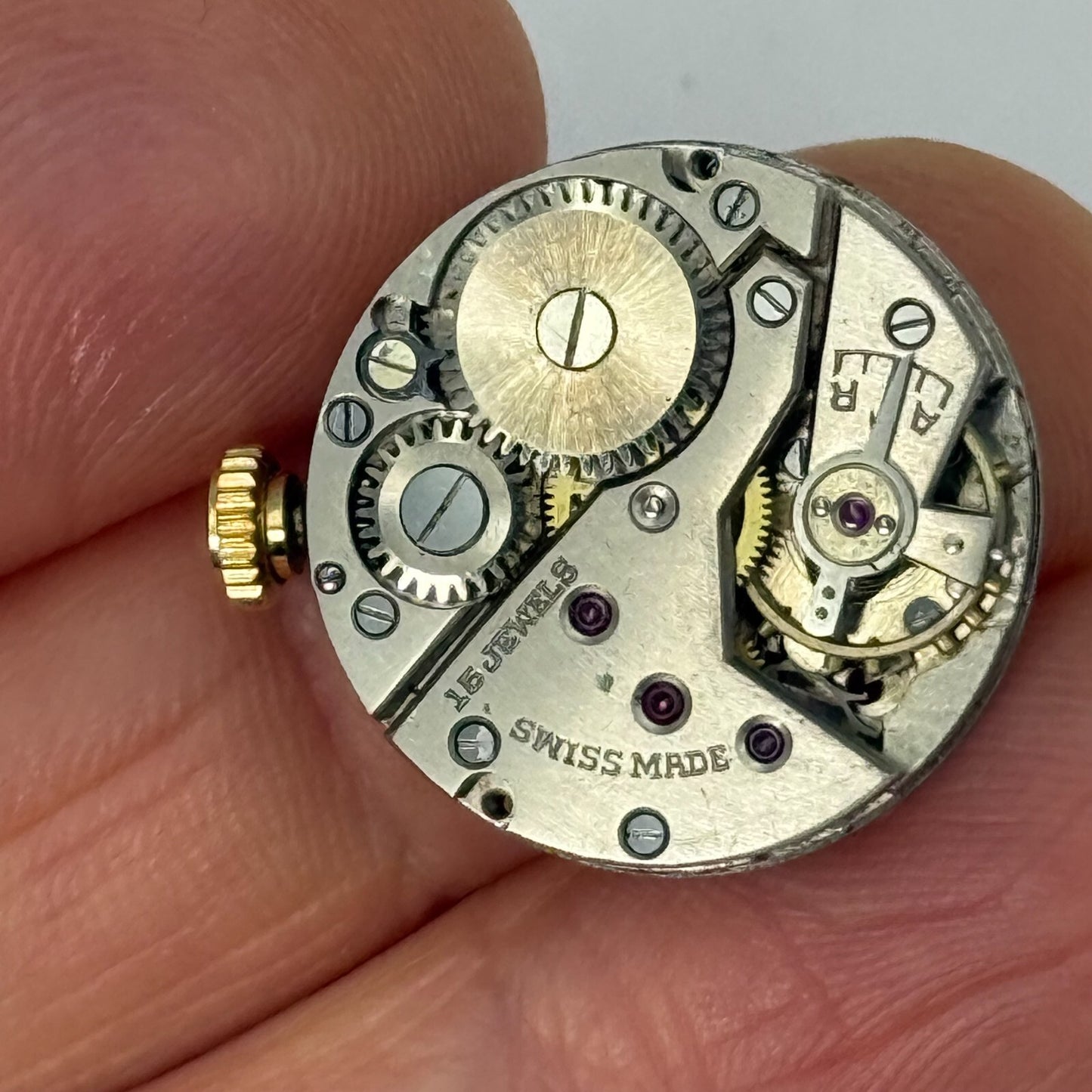 19.6mm Vintage Avia Derby D 40 Manual Wind Watch Movement PARTS REPAIR