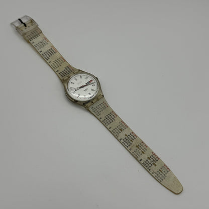 1998 Swatch Calendarium GK726 Quartz Watch Date White Dial Swiss + Box 33mm