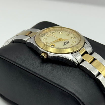 Rotary Ladies Watch Two Tone Mother Of Pearl Date Dial 27mm Working LB03499/401