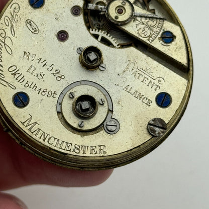 43.8mm Antique H Samuel Manchester Patent Balance Pocket Watch Movement PARTS