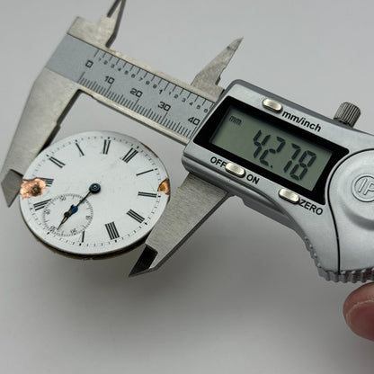 42.7mm Unidentified Antique Key Wound Pocket Watch Movement PARTS SPARES REPAIRS