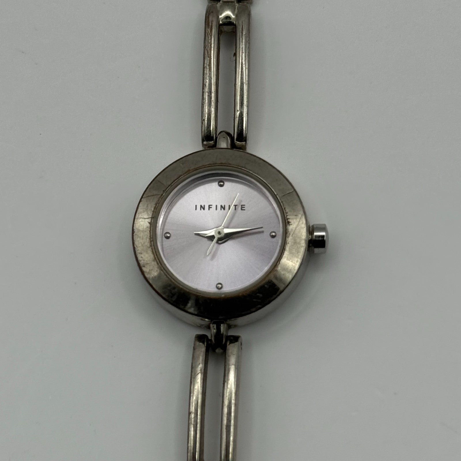 Infinite Ladies Quartz Watch Silver Tone Bracelet Japan Working 20mm 6.75 Inches