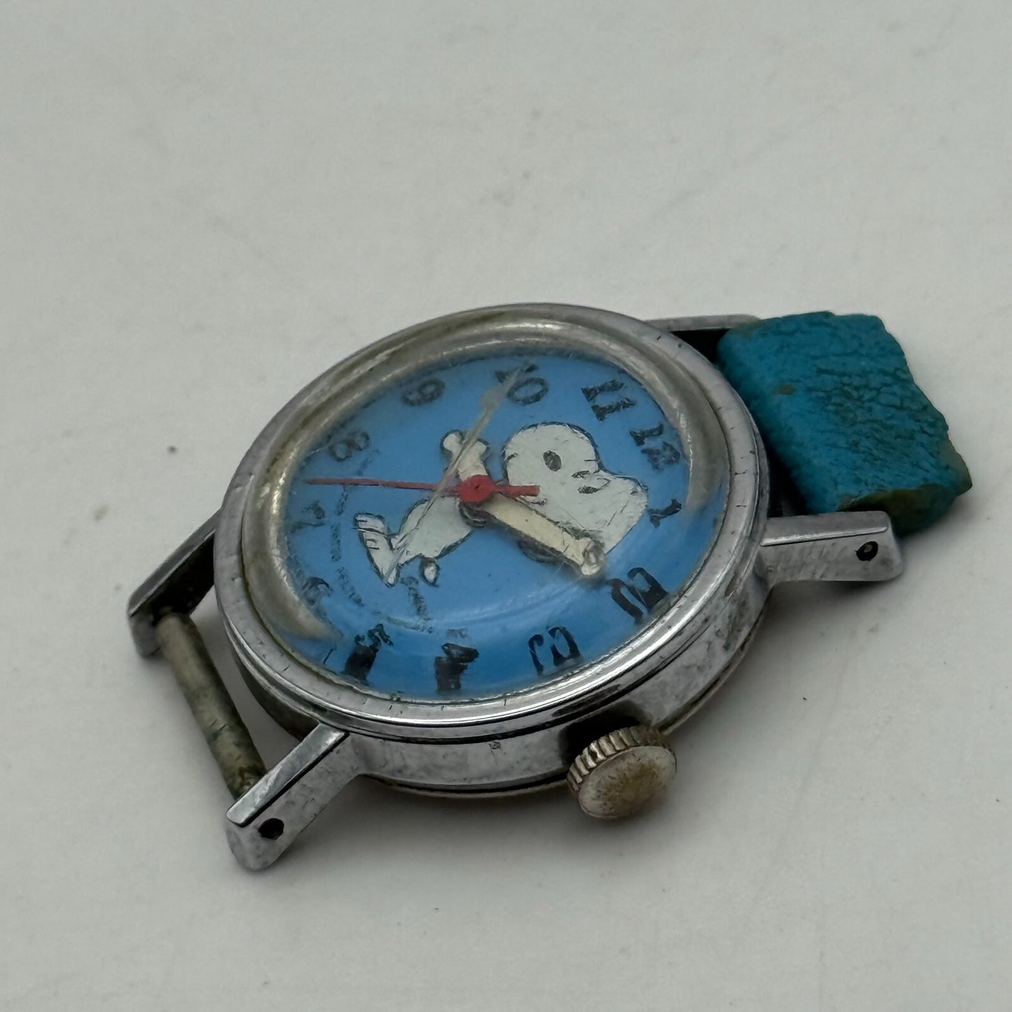 25mm Vintage Blue Timex Snoopy 1958 United Feature Syndicate INC Watch FOR PARTS