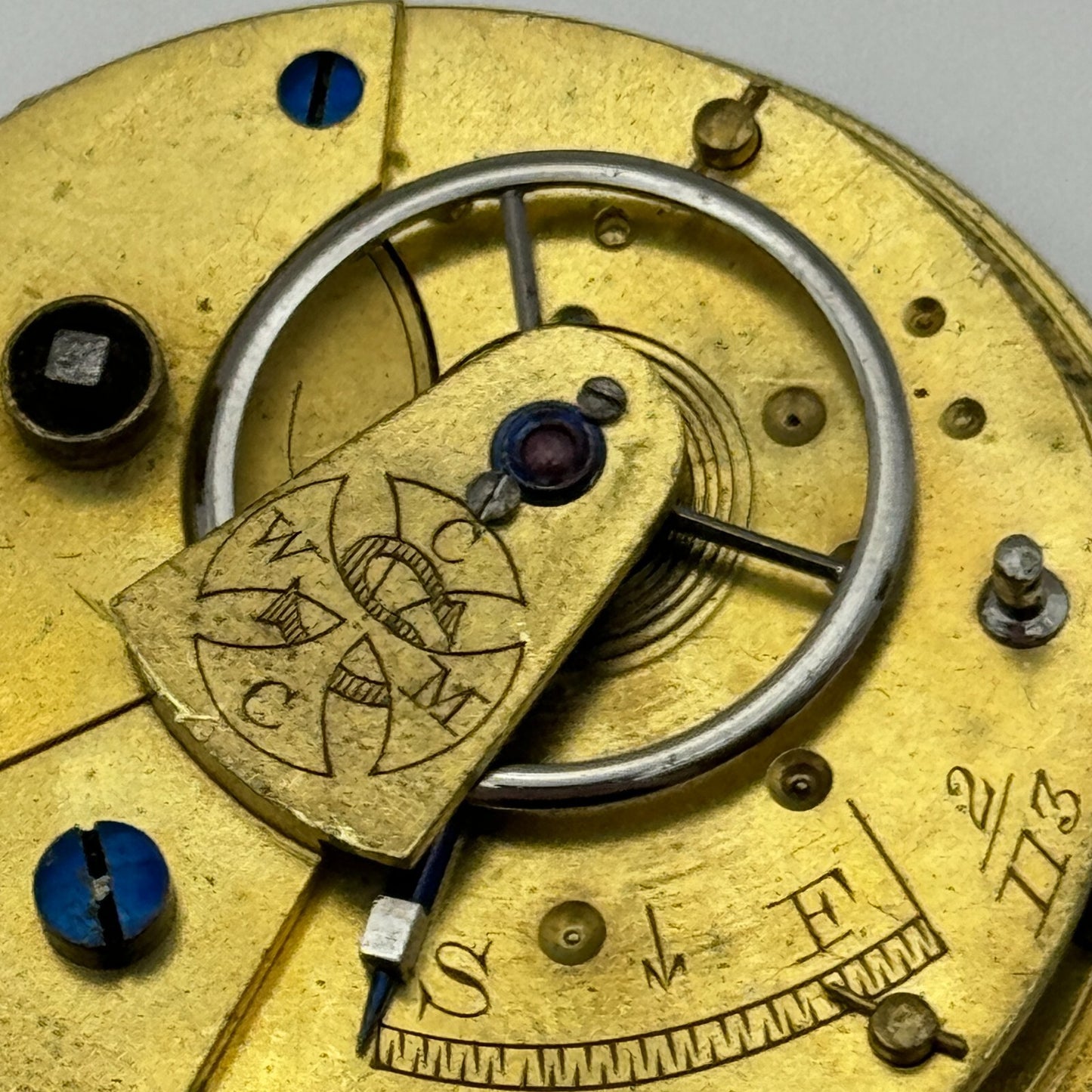 42.9mm Antique CWMC/S Wigston Coventry Cooperative Pocket Watch Movement PARTS