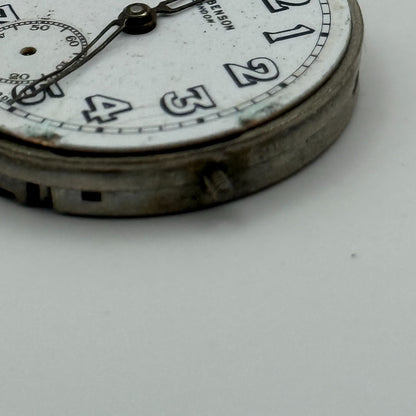 J W Benson Trench 15 Jewels Watch Movement Manual Wind Vintage Parts 27.1mm