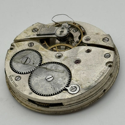 42.9mm Vintage Erlim Swiss Open Face Pocket Watch Movement PARTS REPAIR SPARES