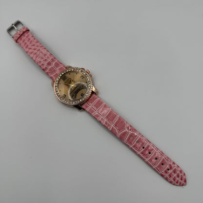 Womage Ladies Quartz Watch Eiffel Tower Design Crystal Accent Working 37mm