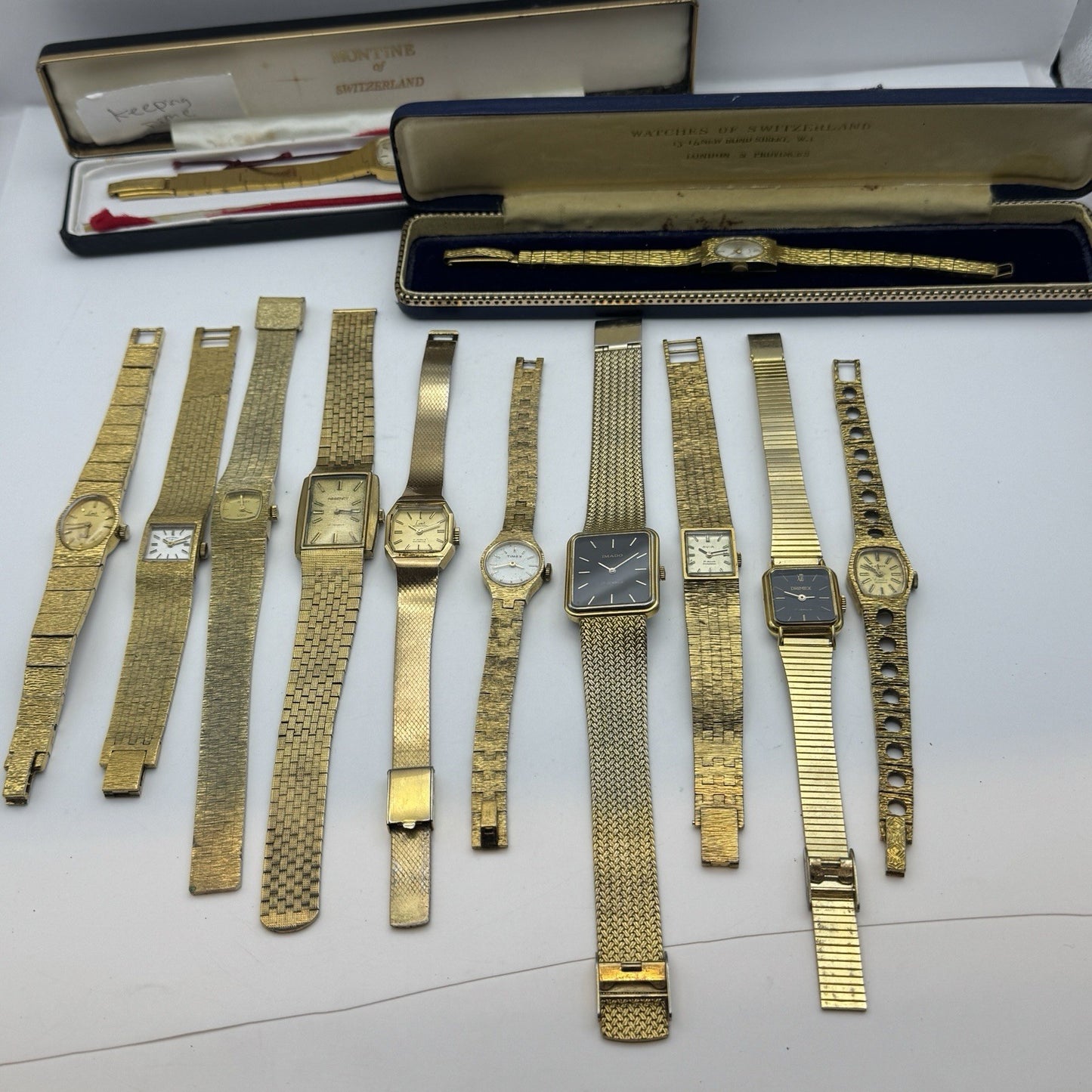 Bundle Of 12 Vintage Gold Plated Ladies Watches Mechanical Job Lot Parts Repair