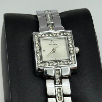 19mm Working Ladies Sekonda 4738 Jewelled Silver Tone Japan Quartz Watch 6 Inch