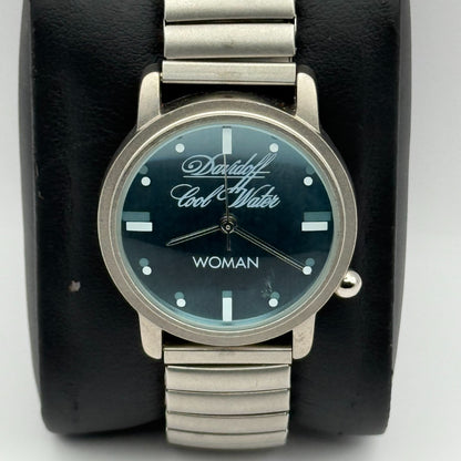 Davidoff Cool Water Ladies Quartz Watch Silver Tone Stretch Band Working 31mm