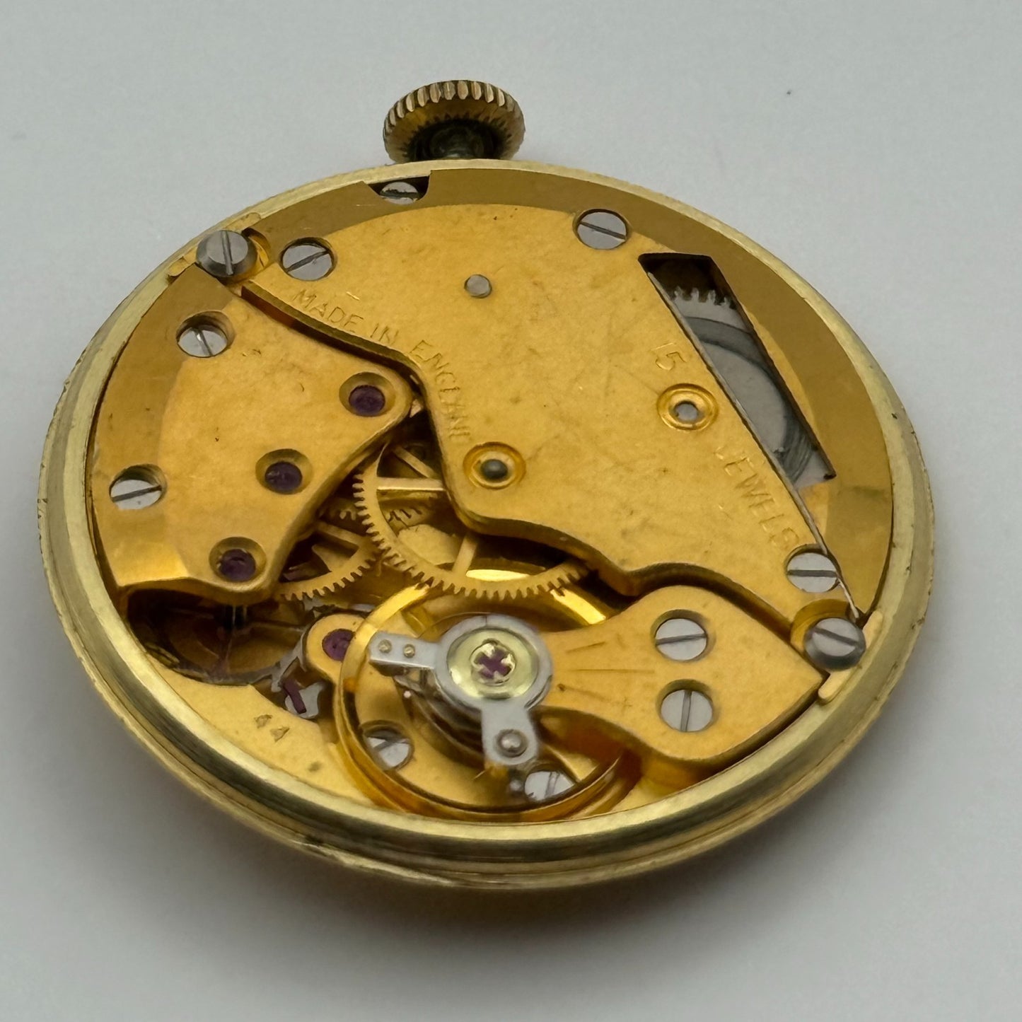 Smiths De Luxe 44 15 Jewels Watch Movement Manual Wind Vintage Parts 29.1mm