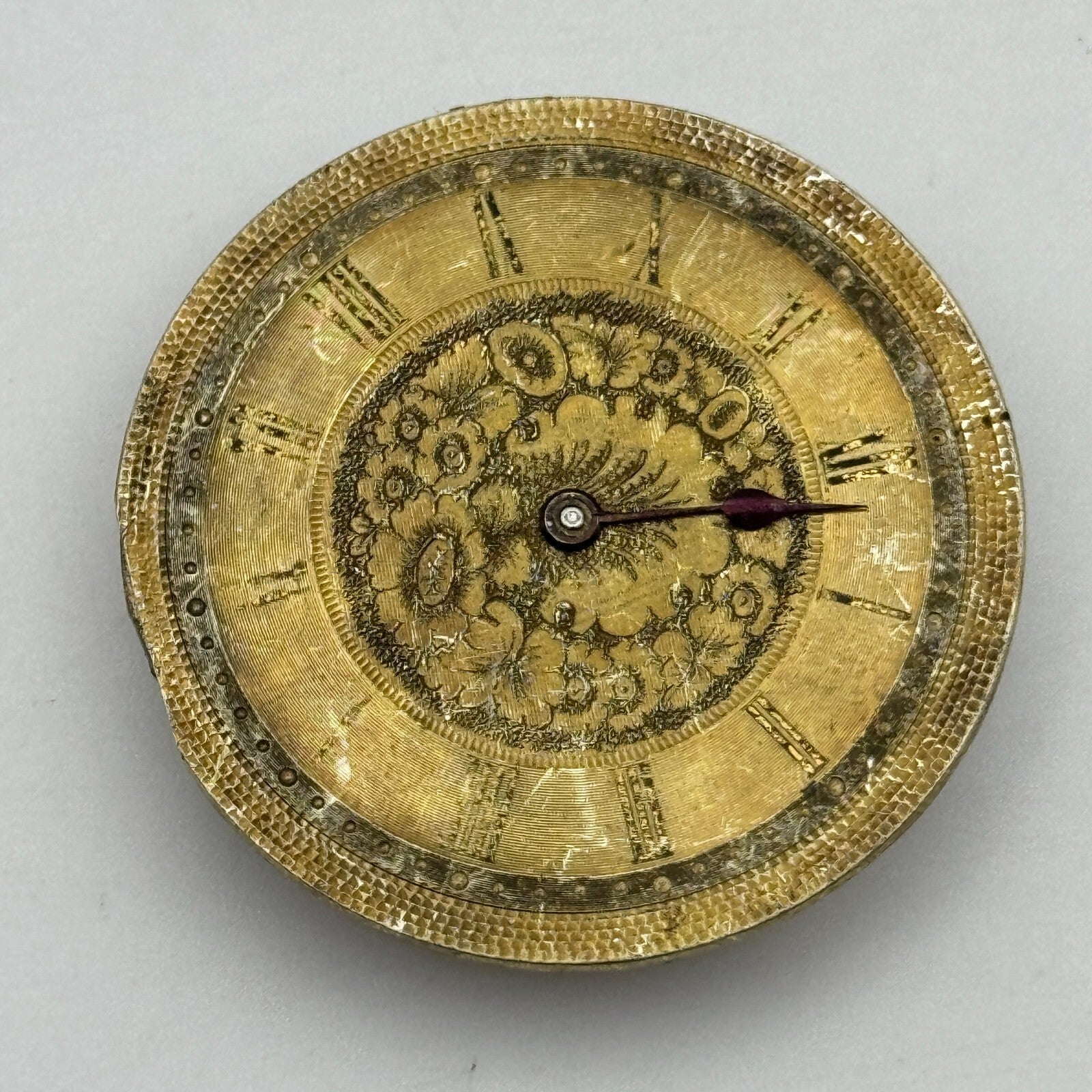 36.5mm Antique Key Wound Beautiful Gold Plated Dial Pocket Watch Movement PARTS