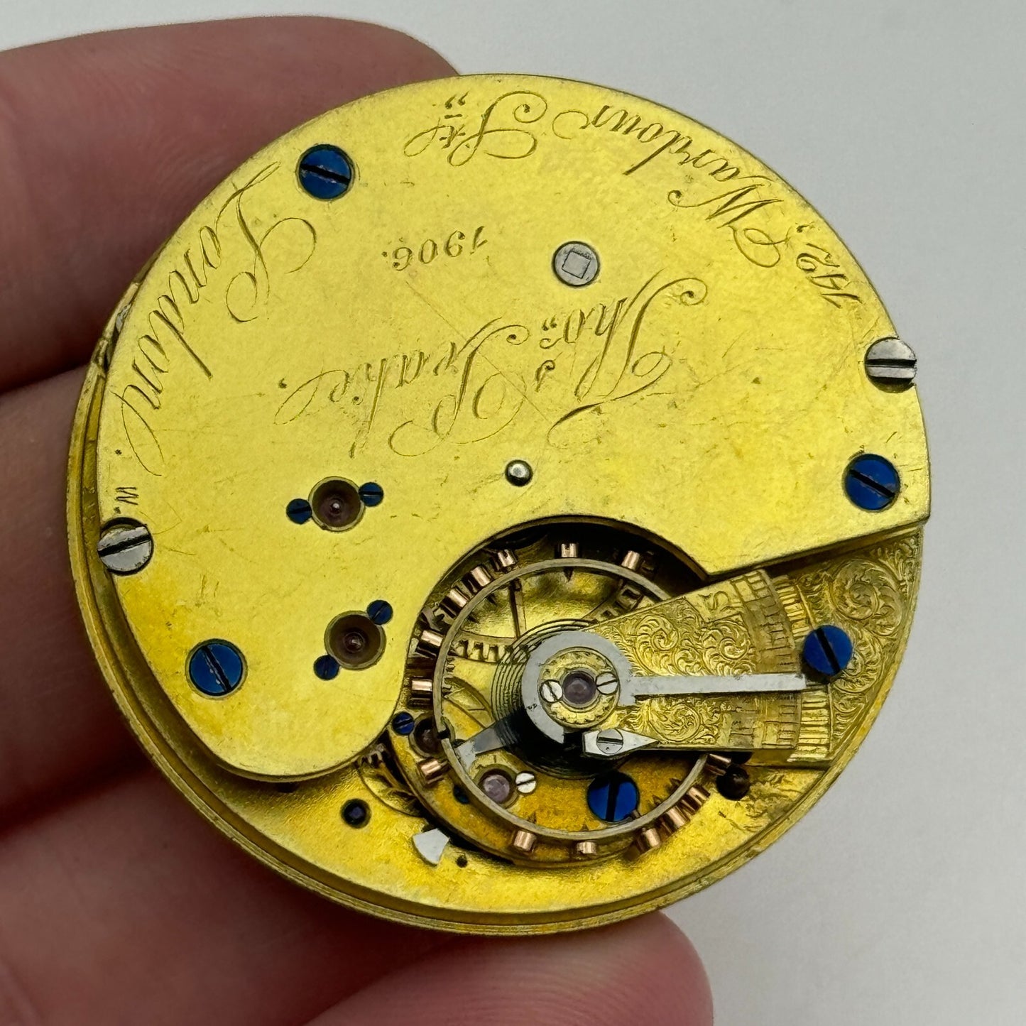 43.2mm Antique Thomas Peake London Quality Pocket Watch Movement PARTS REPAIR