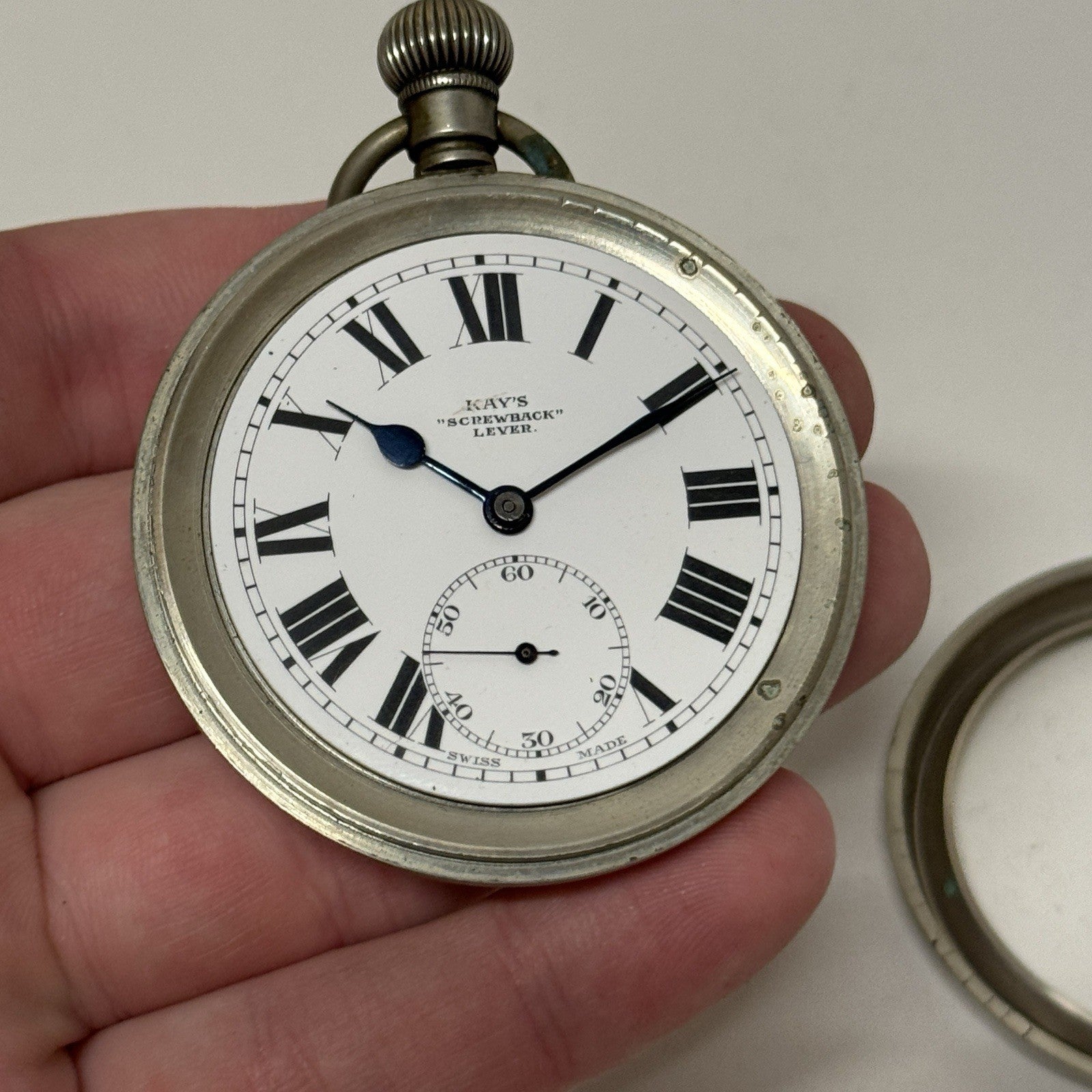 54mm Antique Kay’s Screwback Lever Open Face Quality Pocket Watch TO RESTORE