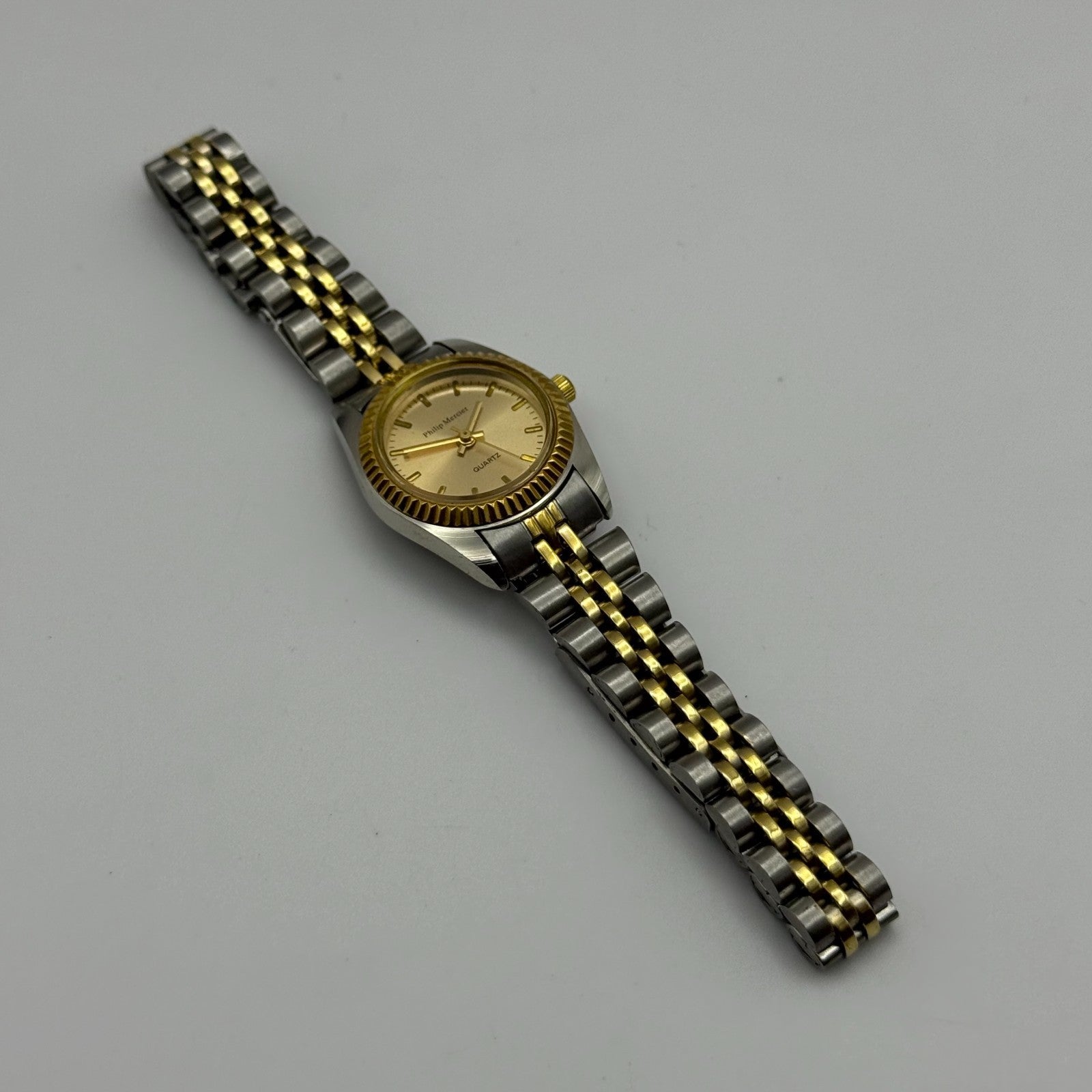 24mm Working Ladies Philip Mercier L123L Two Tone Quartz Watch 6.75 Inches