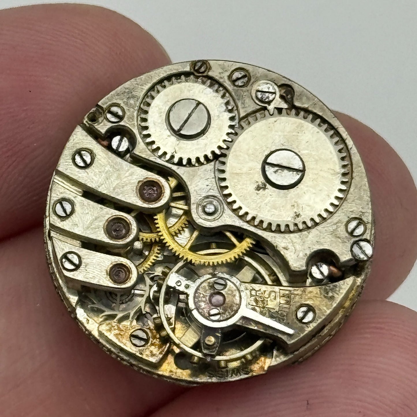 23.7mm Unidentified Porcelain Bullseye Dial Trench Watch Movement Manual Wind