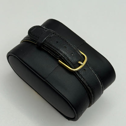 33mm Working Gillex Gold Plated Ladies Black Dial Strap Quartz Watch 6.5 Inches