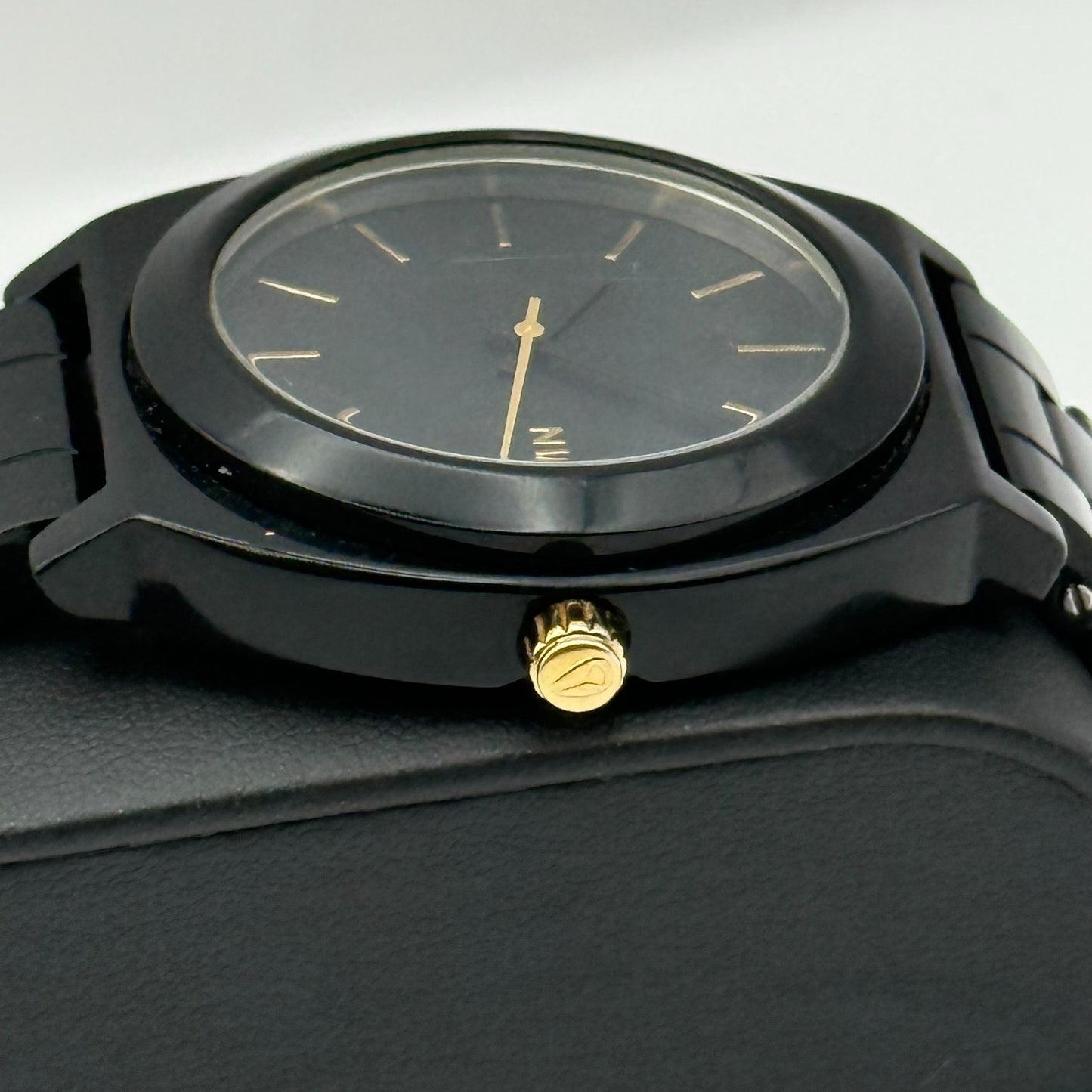 Nixon The Time Teller Acetate Men's Quartz Watch Black Japan Working 39mm