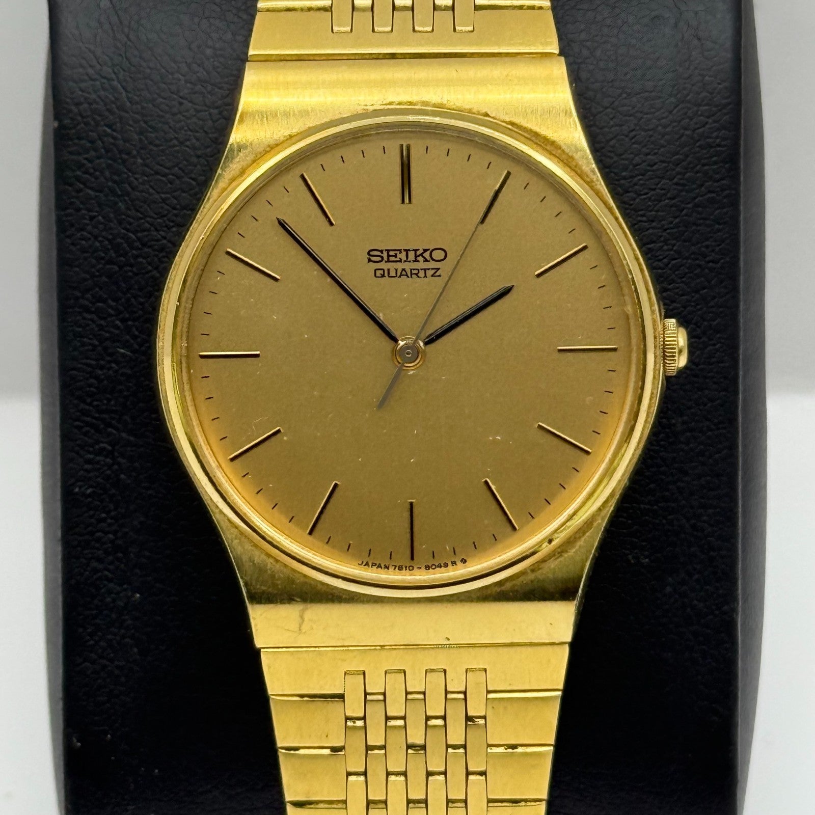 Seiko Men's Quartz Watch 7810-8059 Gold Tone Bracelet Japan 32mm PARTS REPAIR