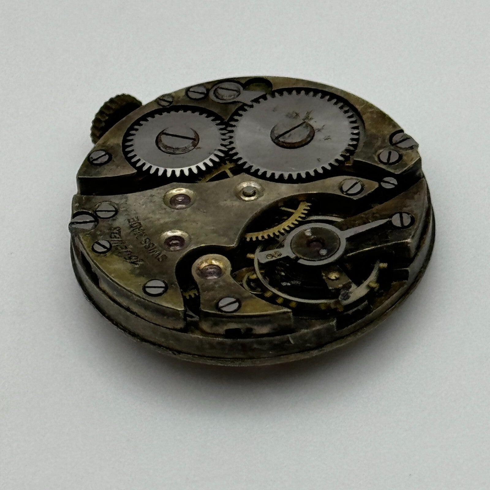23.6mm Running Unidentified Swiss Trench Watch Movement Manual Wind  PARTS