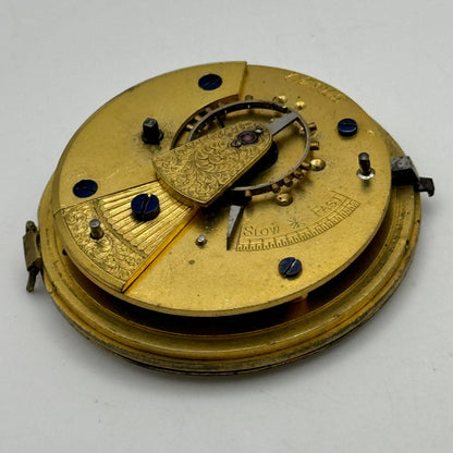 Antique 50mm Good Quality English Pocket Watch Movement Unidentified PARTS SPARE