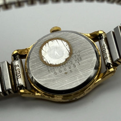 Citizen Ladies Quartz Watch White Dial Two Tone Stretch Band Japan Working 23mm