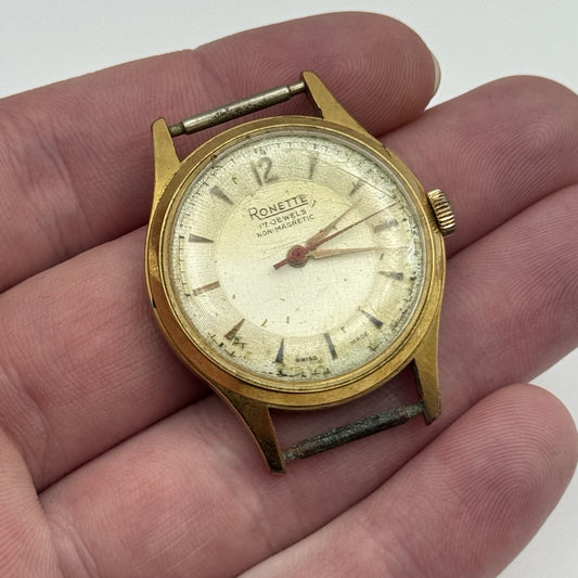 31mm Ronette Arogno 190N Sweep Seconds Manual Wind Watch Head WORKING TO SERVICE