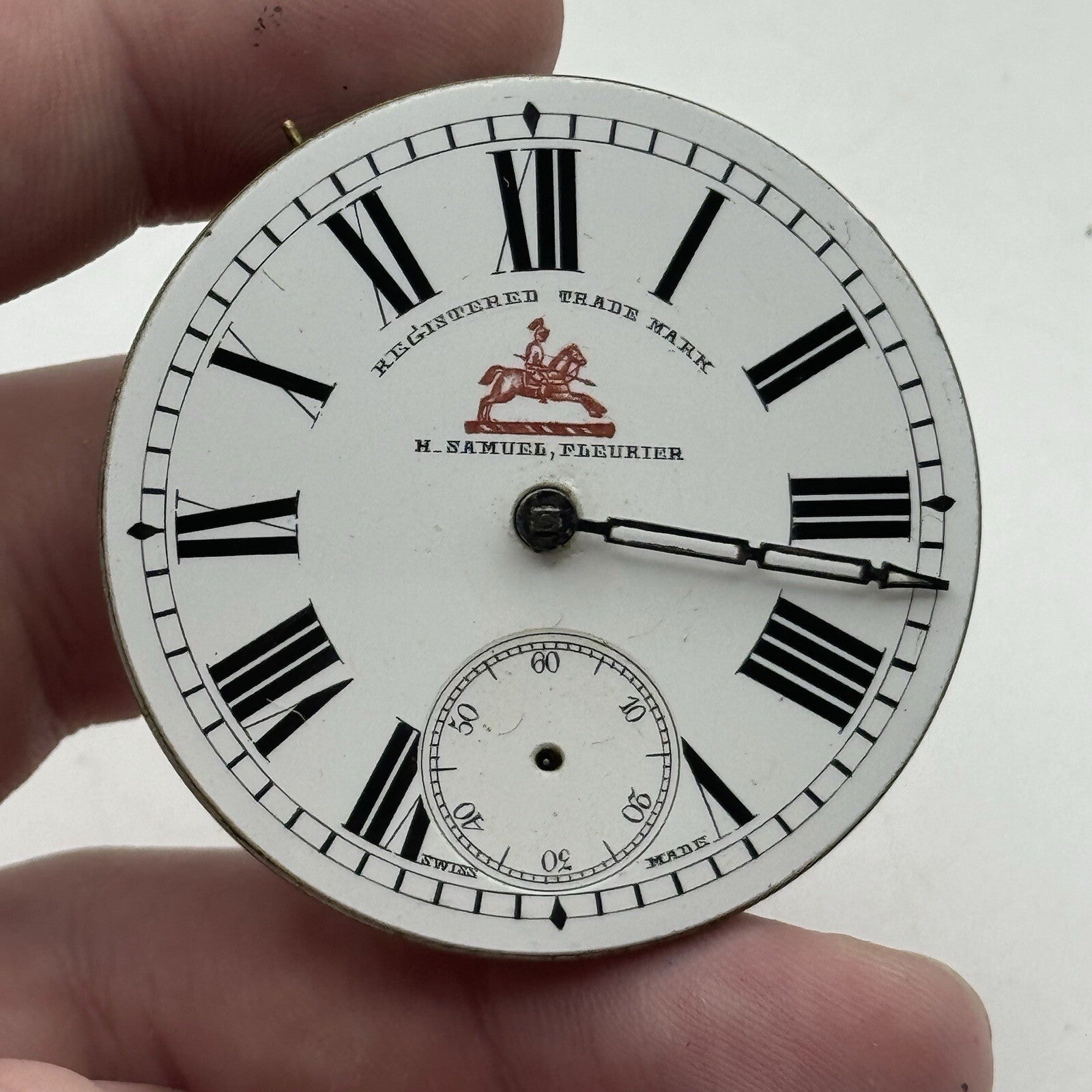 45.7mm H Samuel Fleurier Pocket Watch Movement + 1 Hand + Dial For Parts Repair