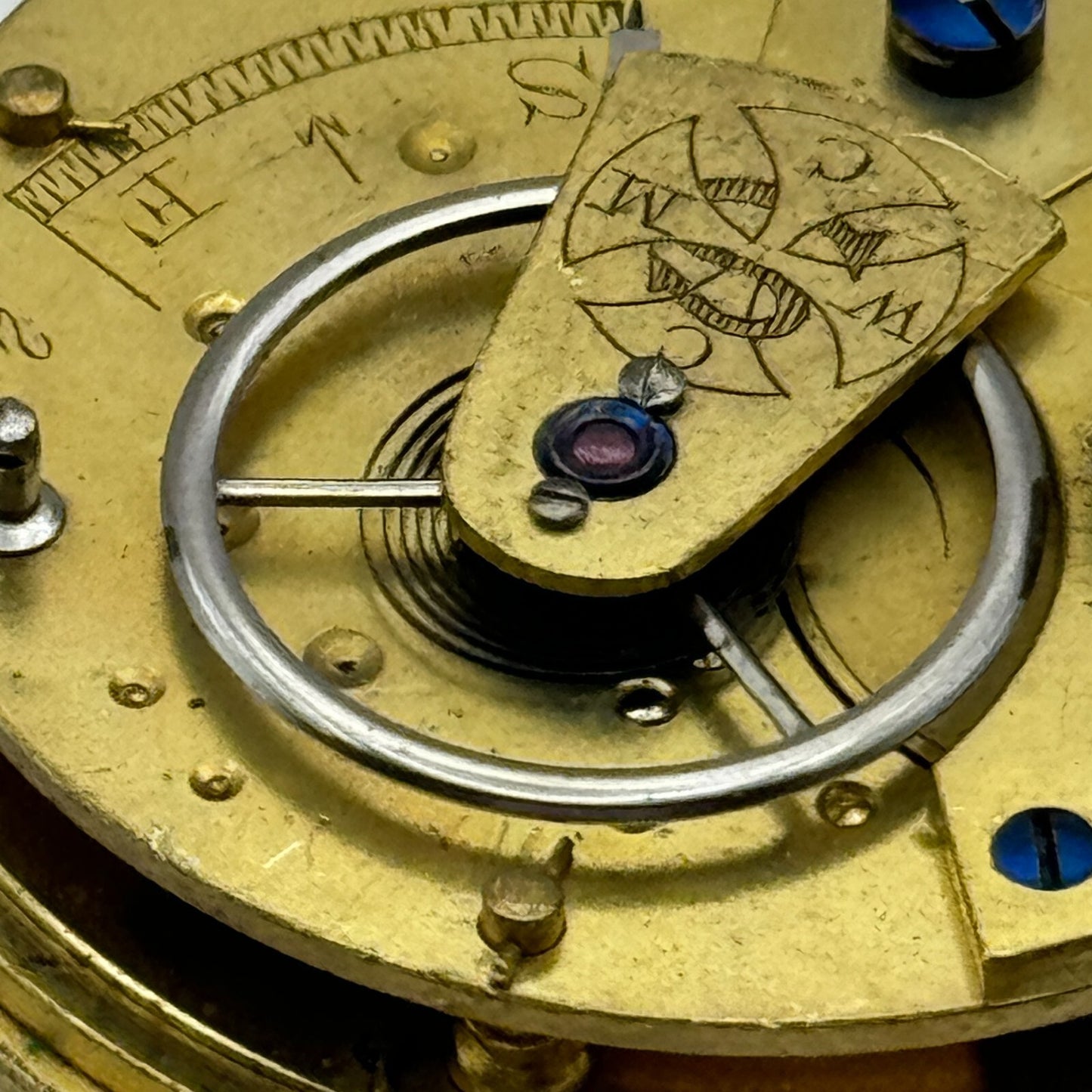 42.9mm Antique CWMC/S Wigston Coventry Cooperative Pocket Watch Movement PARTS