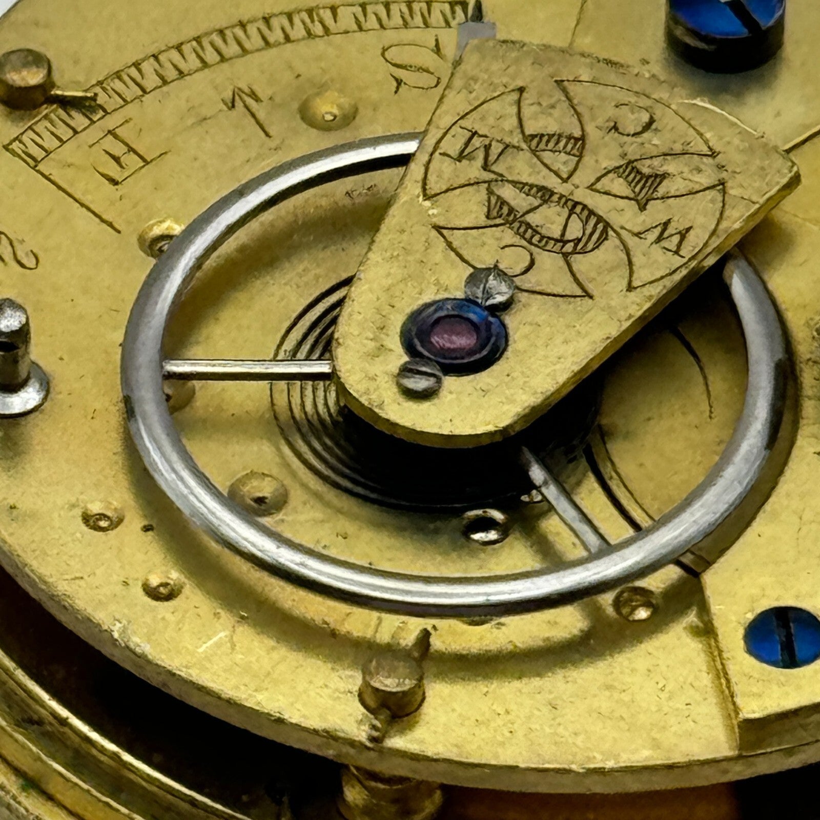 42.9mm Antique CWMC/S Wigston Coventry Cooperative Pocket Watch Movement PARTS