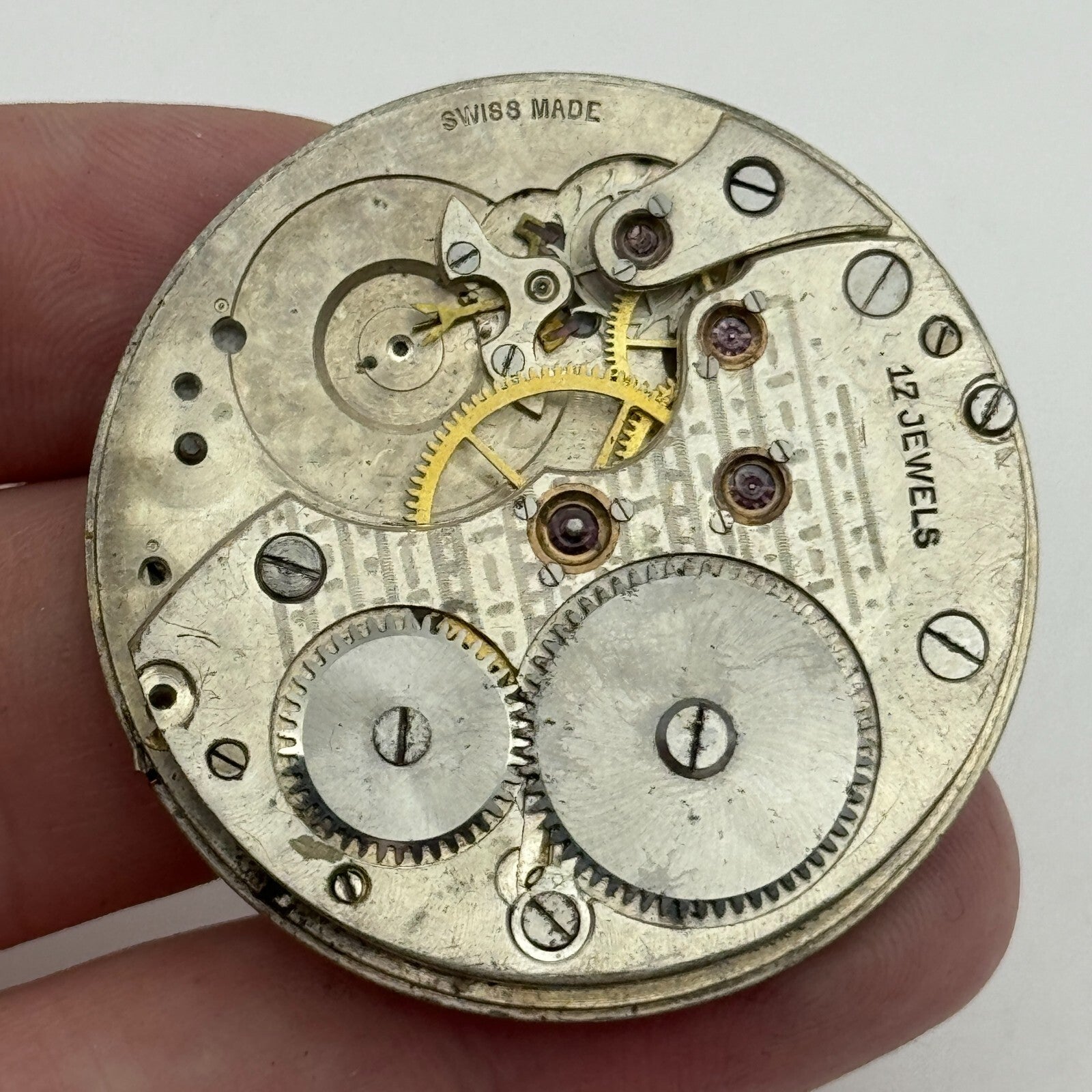 43mm Unidentified High Grade 17 Jewels Swiss Pocket Watch Movement PARTS