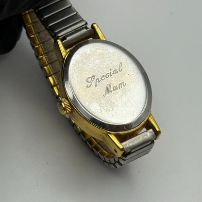 20mm Working Ladies Limit Special Mum Two Tone Quartz Watch Expandable Strap