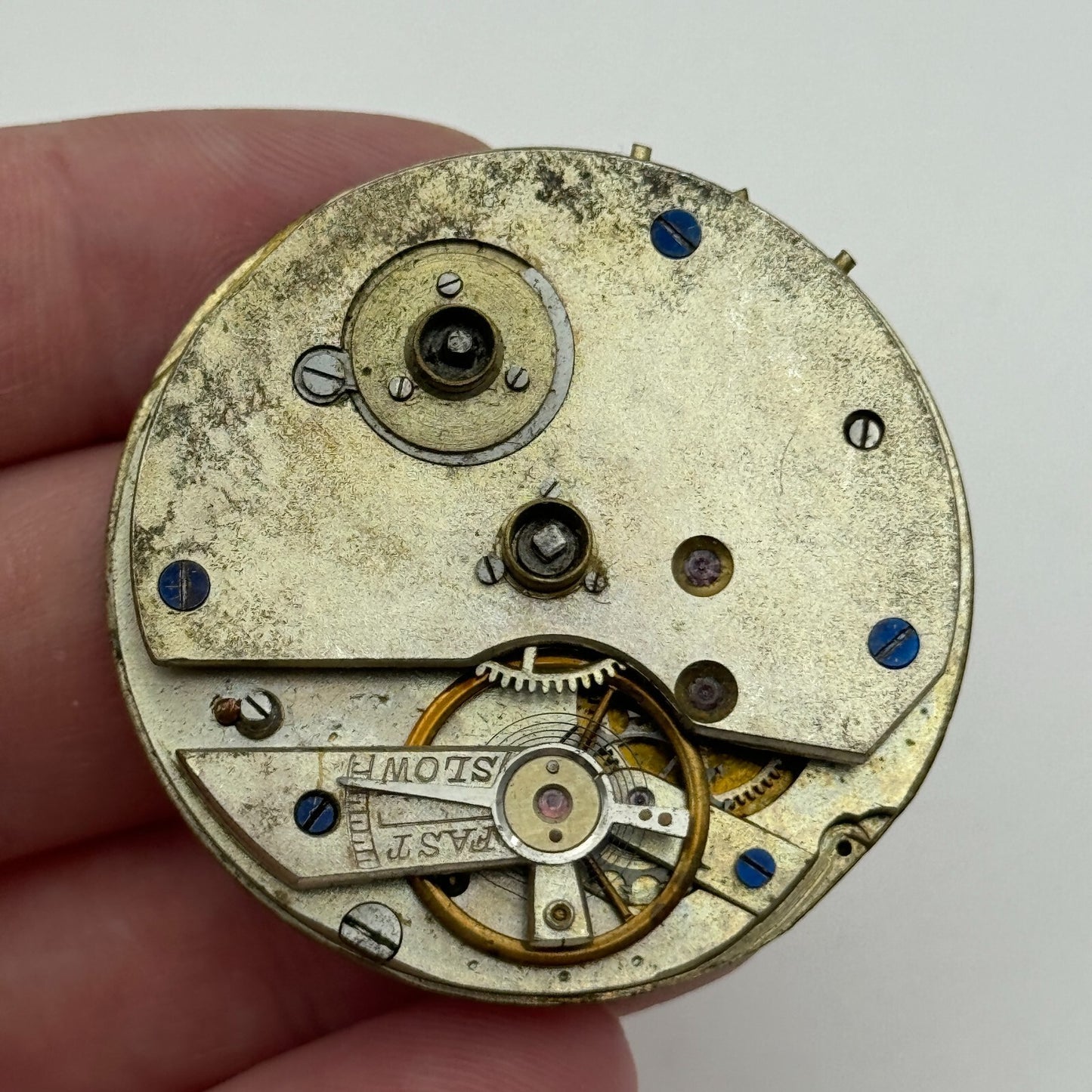 43.2mm Antique Key Wound Balance Intact Pocket Watch Movement Dial Hands PARTS