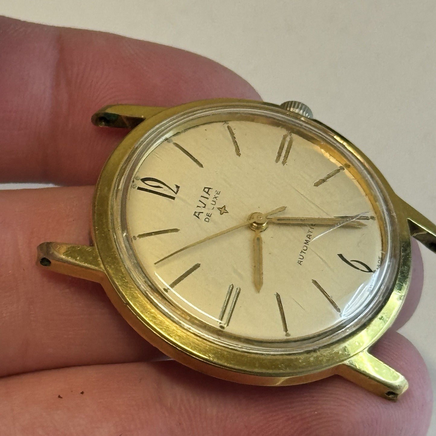 34mm Running Men’s Avia De Luxe Automatic Swiss Vintage Watch TO RESTORE / PARTS