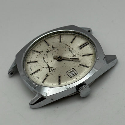 34mm Men’s Vintage Ingersoll Ronda RL 1215-21 Date Dial Swiss Watch PARTS REPAIR