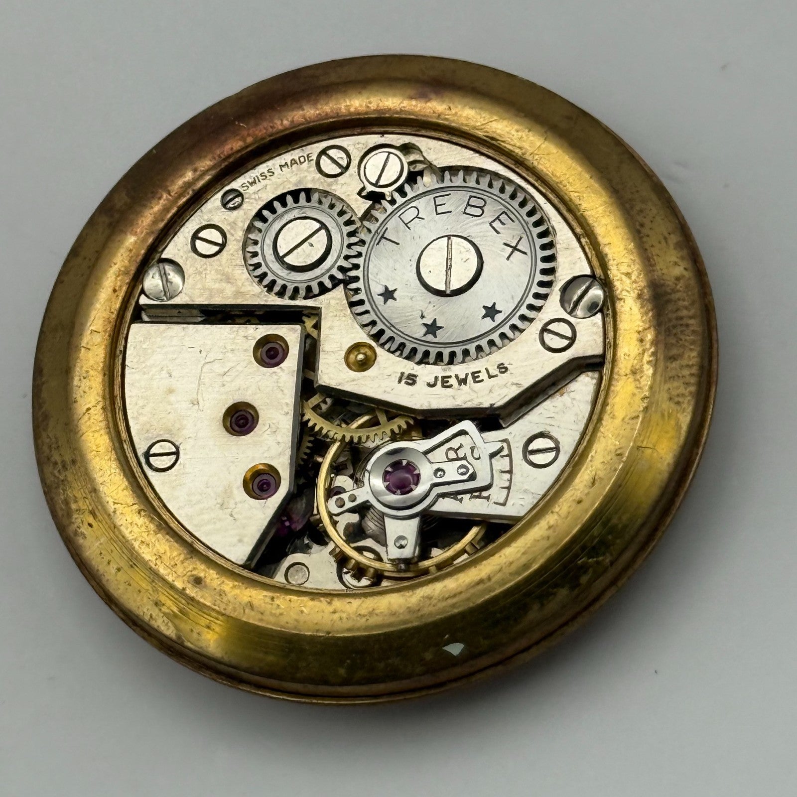 Majex Trebex 15 Jewels Watch Movement Manual Wind Vintage Parts Repair 32.9mm