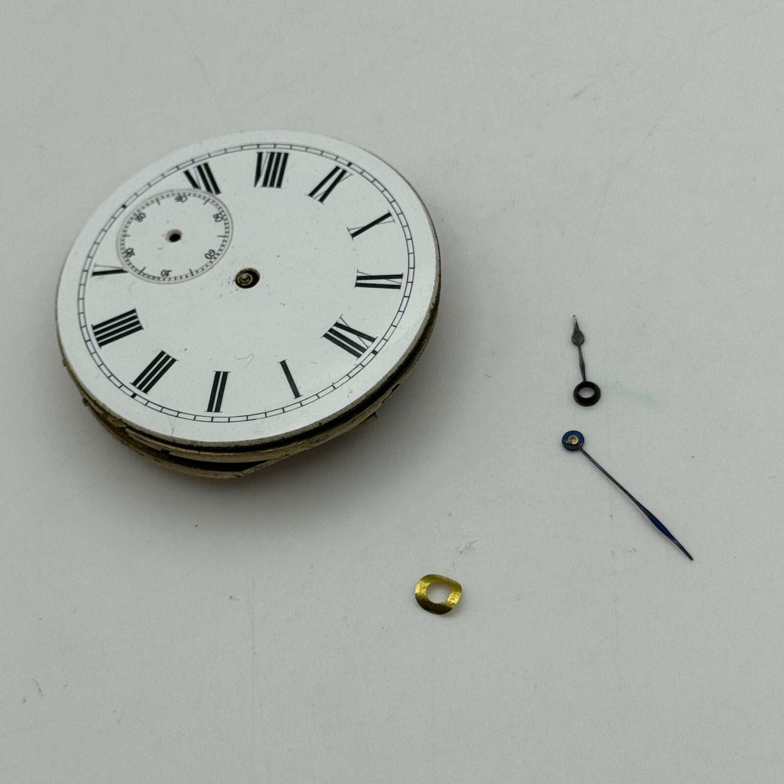 42.7mm Antique Key Wound Balance Intact Pocket Watch Movement Dial Hands PARTS