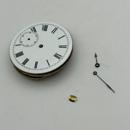 42.7mm Antique Key Wound Balance Intact Pocket Watch Movement Dial Hands PARTS